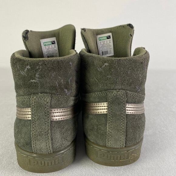 Puma Burnt Olive Green Suede Mid Metallic High Top Shoes | Mens 8 - Picture 9 of 9